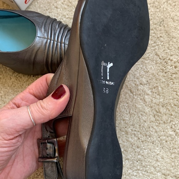 Thierry Rebotin metallic leather sling backs sz 38 - Picture 4 of 5